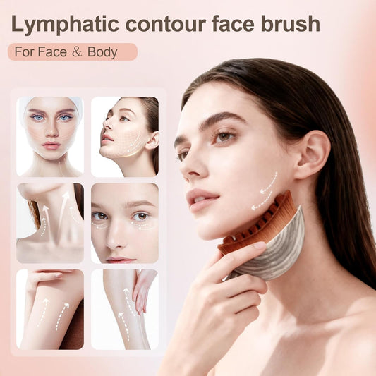 Professional Contour & Lymphatic Facial Brush – Hypoallergenic Natural Bristles for Sculpting and Cleansing