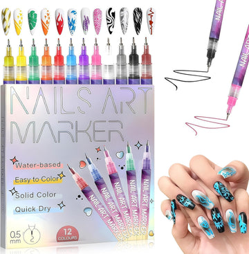 Fun & Safe Nail Art Pens for Kids - 12 Quick-Dry Colors, Easy Cleanup