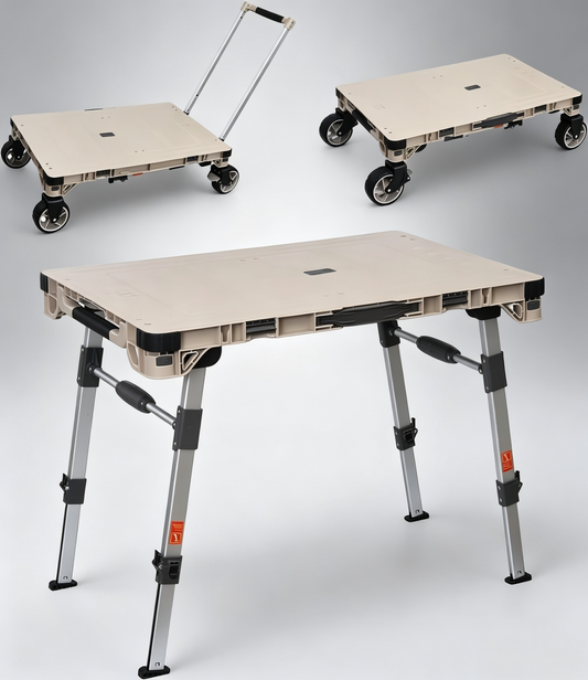 3-in-1 Multi-Purpose Camping Table & Utility Wagon Car Foldable Dolly