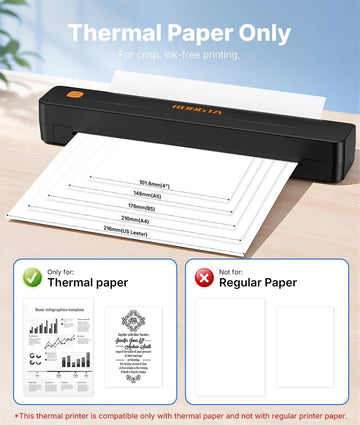 Bluetooth Portable Inkless Thermal Printer, Wireless Travel Printer for Phone & Laptop