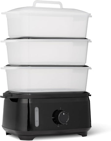 9.5 Quart 3-Tier Electric Steamer, Easy Refill Design for Vegetable Cooking