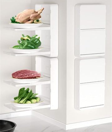 Wall-Mounted Foldable Kitchen Prep Rack, 2-Tier Storage Organizer