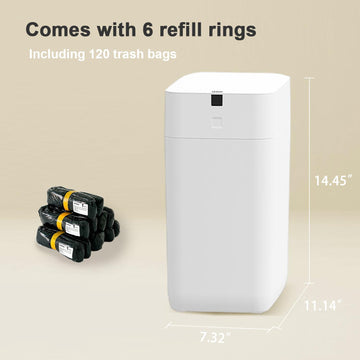 3 Gallon Self-Sealing Touchless Automatic Trash Can with Refill Rings