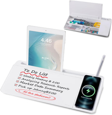 Glass Desktop Whiteboard Keyboard Stand, Desk Organizer with Drawer