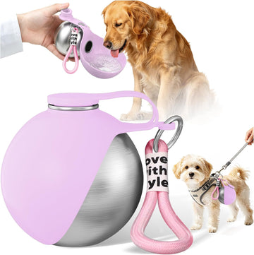 Leak‑Proof 2‑in‑1 Pet Water Bottle Stainless Steel Travel Dog Water Container