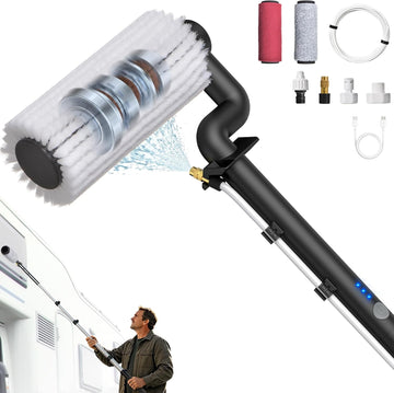 79" Long Handle Water-Fed Car Wash Brush, Soft Scratch-Free Bristles for RV & Boat