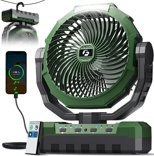 Portable Camping Fan with Light & Remote 24000mAh