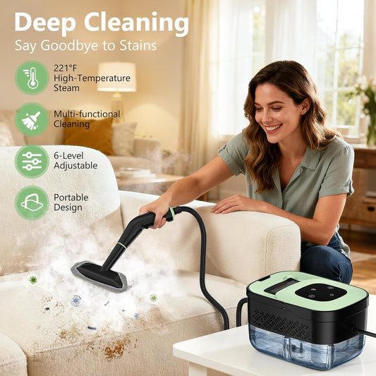 Handheld Portable Steam Cleaner with 16 Accessories for Home and Car Detailing