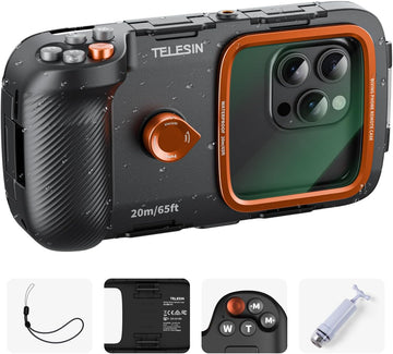 Universal Underwater Waterproof Phone Case with Handle Grip for Snorkeling & Diving, Fits iPhone & Galaxy Smartphones