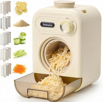 Electric 5-in-1 Vegetable Slicer | One-Touch Automatic Cheese Grater & Food Dicer Shredder for Salad Prep