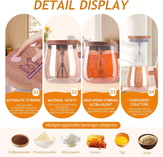 - Electric Self Mixing Mug One-Touch for Coffee Matcha