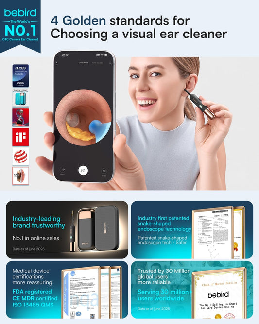 Earsight Ultra 2K HD Visual Ear Cleaner, Starlight Black