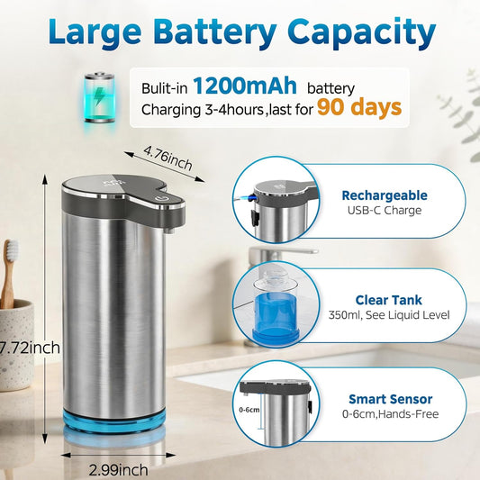 Automatic Foaming Soap Dispenser Rechargeable Soap Dispenser