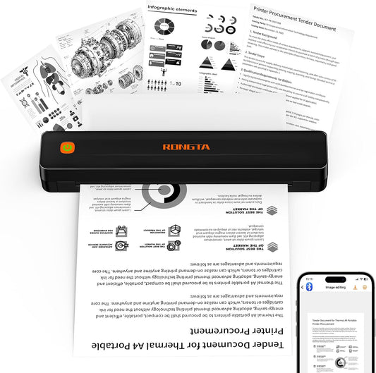 Bluetooth Portable Inkless Thermal Printer, Wireless Travel Printer for Phone & Laptop