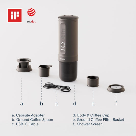 Portable Self-Heating Espresso Machine, USB-C Travel Coffee Maker for NS Capsule & Ground Coffee