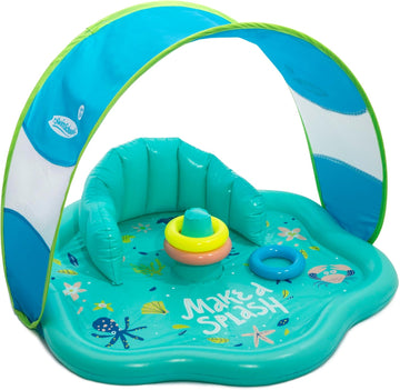 Adjustable Canopy Baby Swimming Float, Pool Floaties for 6‑24 Month‑Old Infants