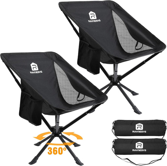Portable Swivel Foldable Camping Chair 3.8Lbs Quick 8 Second Setup