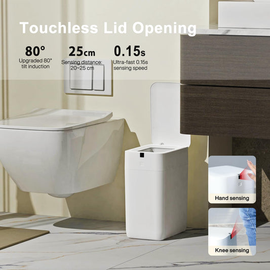 3 Gallon Self-Sealing Touchless Automatic Trash Can with Refill Rings