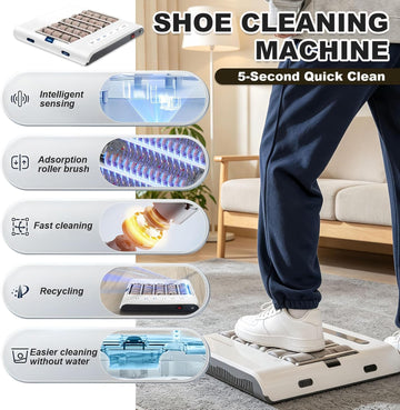 Automatic Shoe Sole Cleaner | 1000Pa Suction 5s Quick Wipe Waterless Shoe Polisher for Home & Office