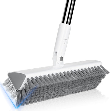 55" Pivoting Triangle Shower Scrub Brush, Dual-Direction Stiff Bristles for Tile Patio