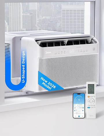 6000 BTU U-Shaped Smart Inverter Window AC, Ultra Quiet Energy Saving with Voice Control