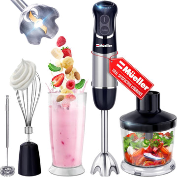 5-in-1 Titanium Blade Immersion Blender, 12 Speed Turbo Hand Mixer with Attachments